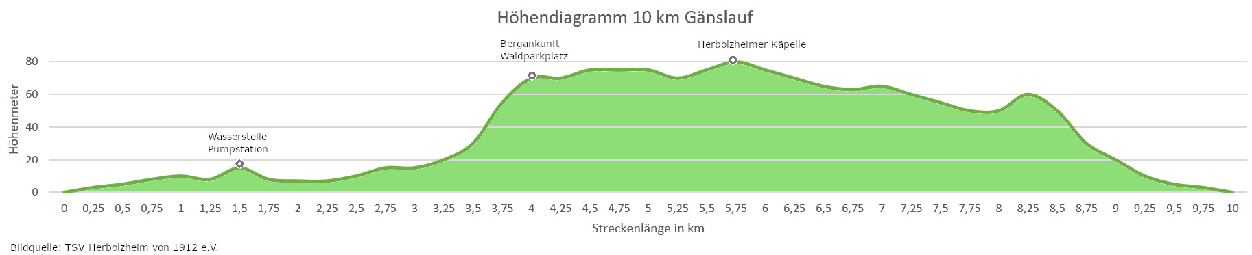 Streckenplan 16. Gänslauf Herbolzheim (10 km Lauf)