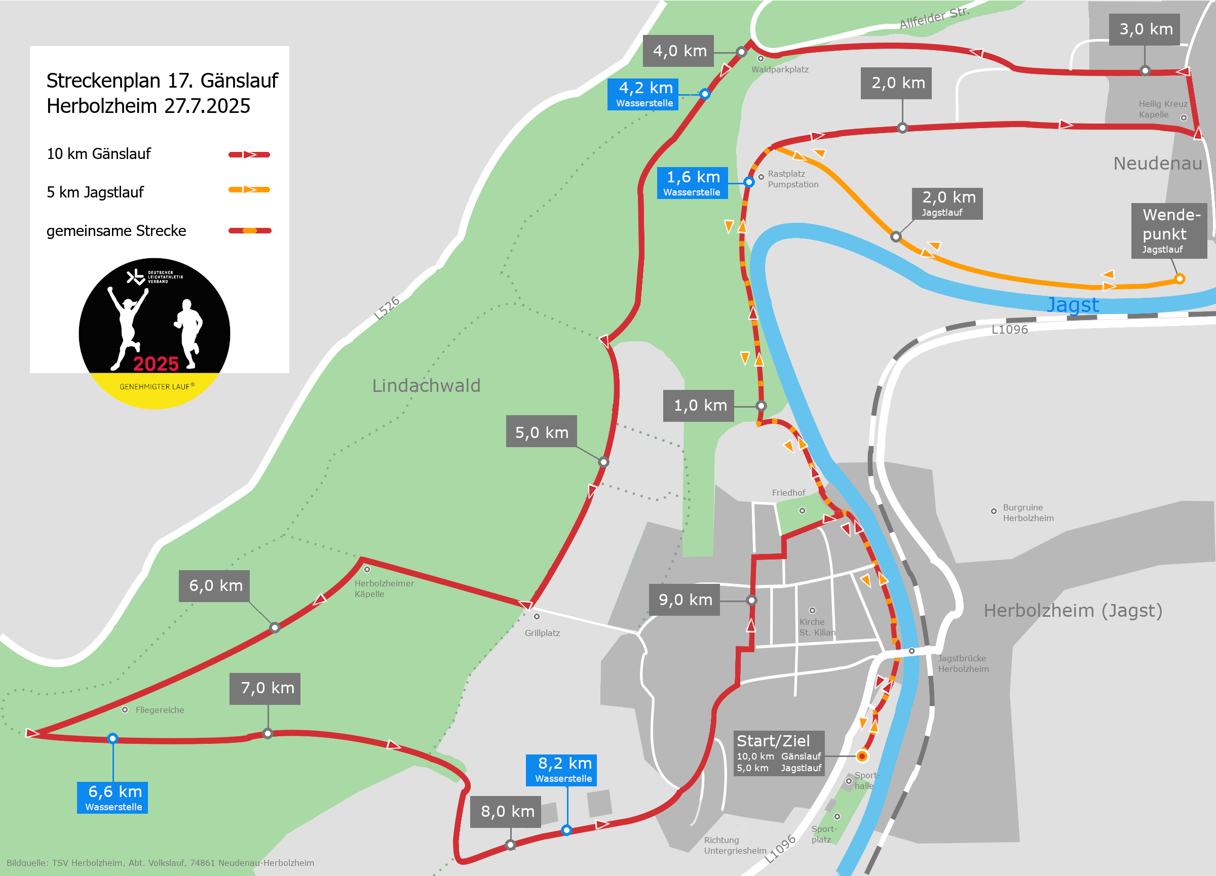 Streckenplan 17. Gänslauf Herbolzheim (10 km- und 5km Lauf) Streckenplan 17. Gänslauf Herbolzheim (10 km- und 5km Lauf)