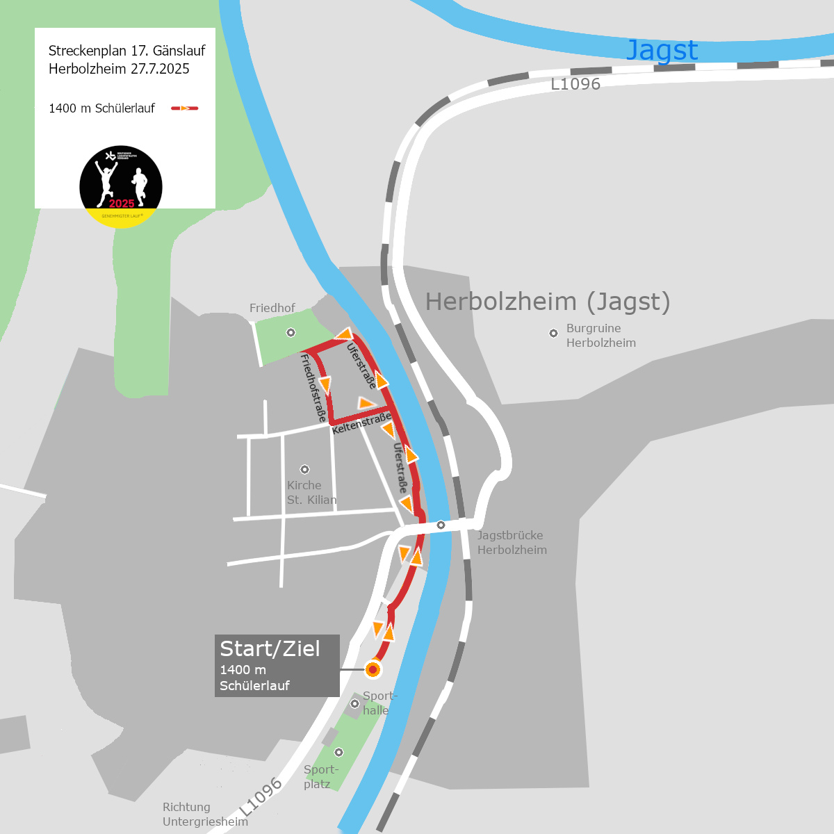 Gänslauf Streckenplan Schülerlauf über 1400 m Gänslauf Streckenplan Schülerlauf über 1400 m